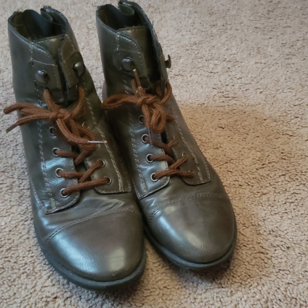 Grayish brown ankle boots